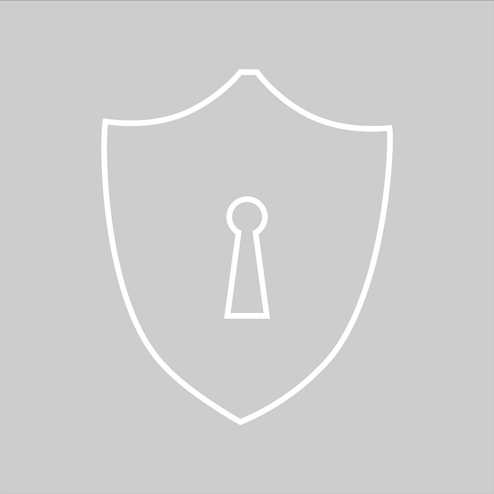 Shield lock icon psd in white tone