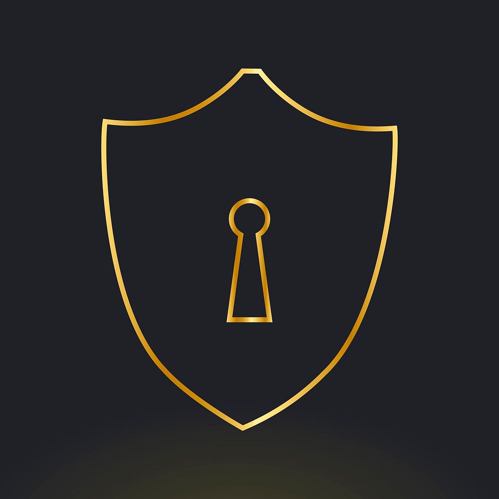 Shield lock icon in gold tone