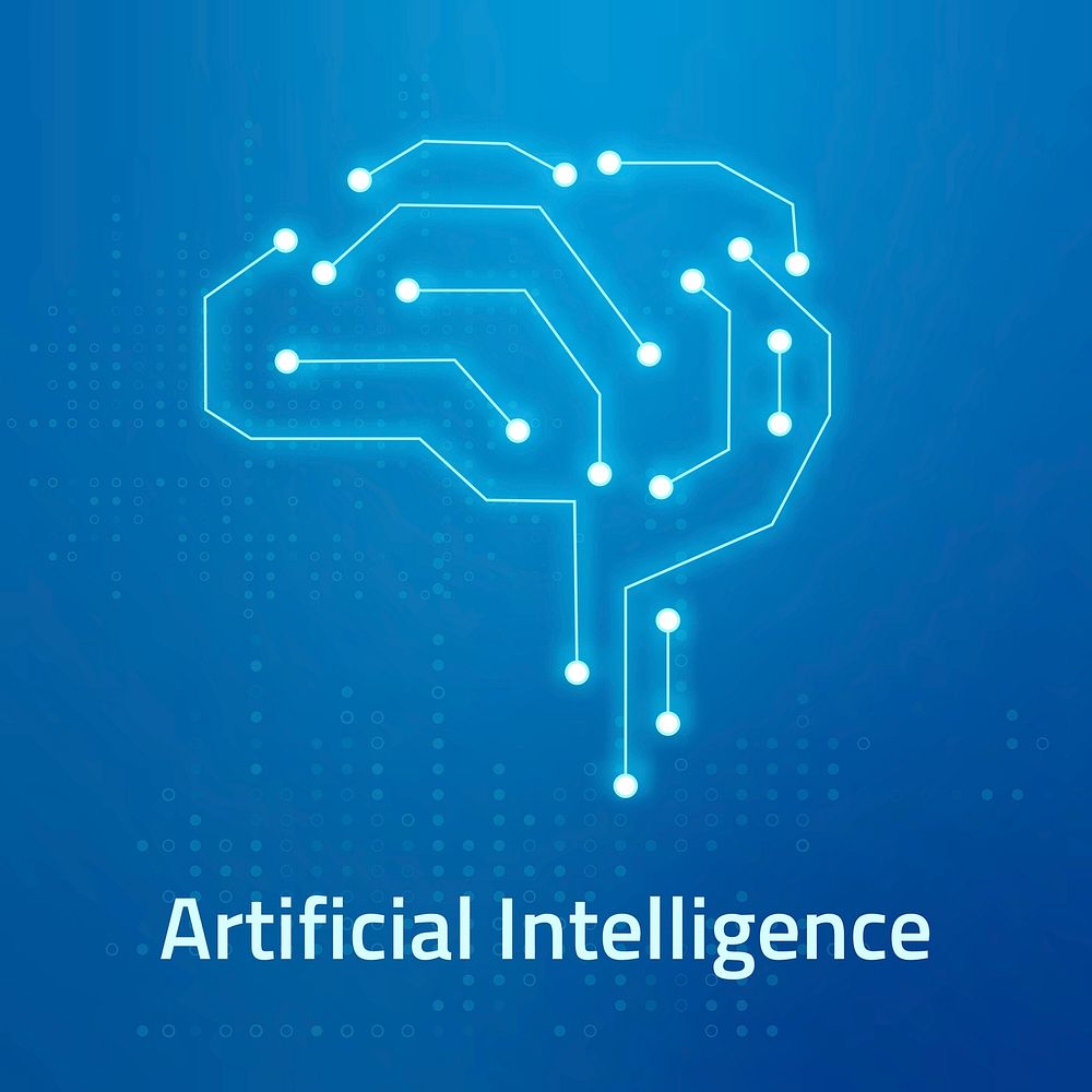 AI brain logo in blue for tech company