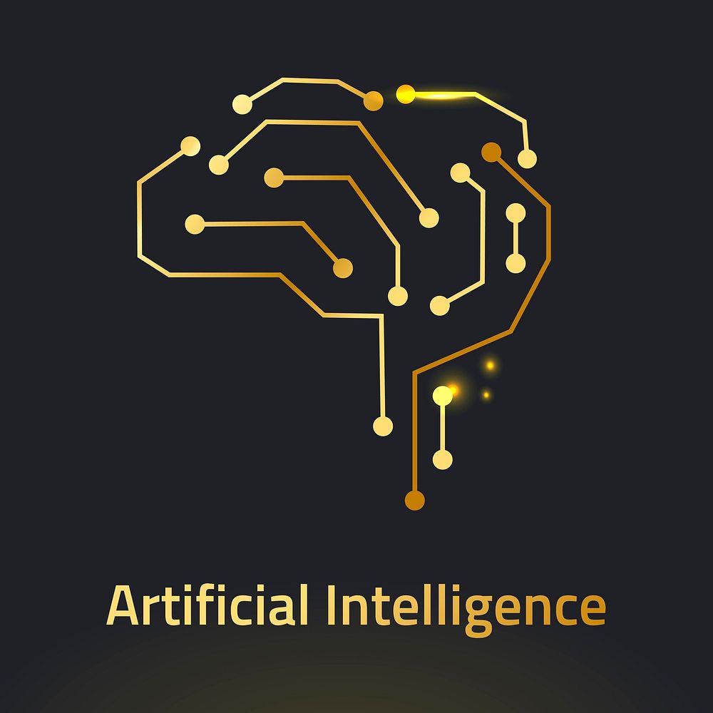 AI brain logo in gold for tech company