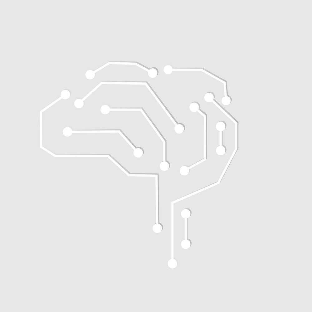 AI technology connection brain icon in white digital transformation concept