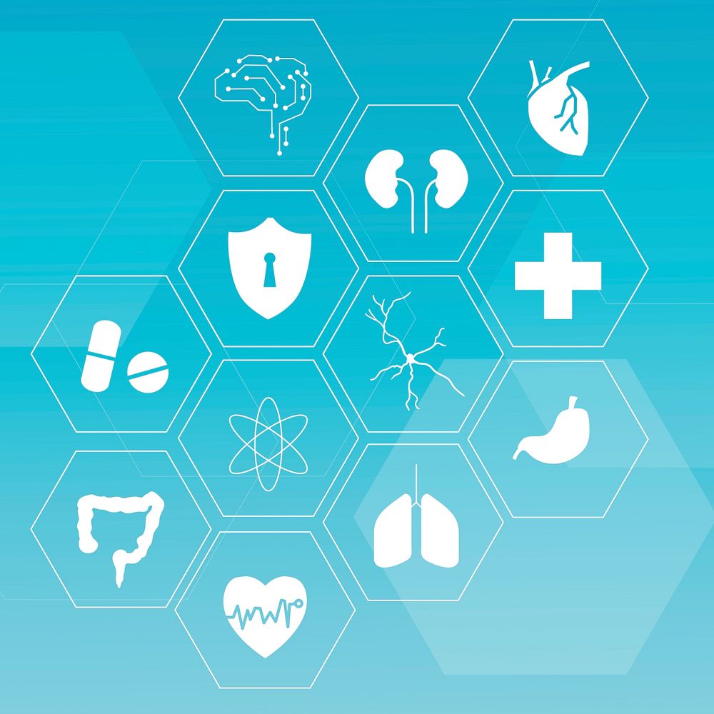 Medical technology icon set for health and wellness