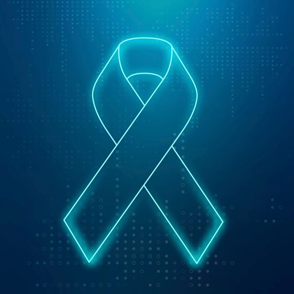 Prostate cancer awareness vector blue ribbon icon for health support