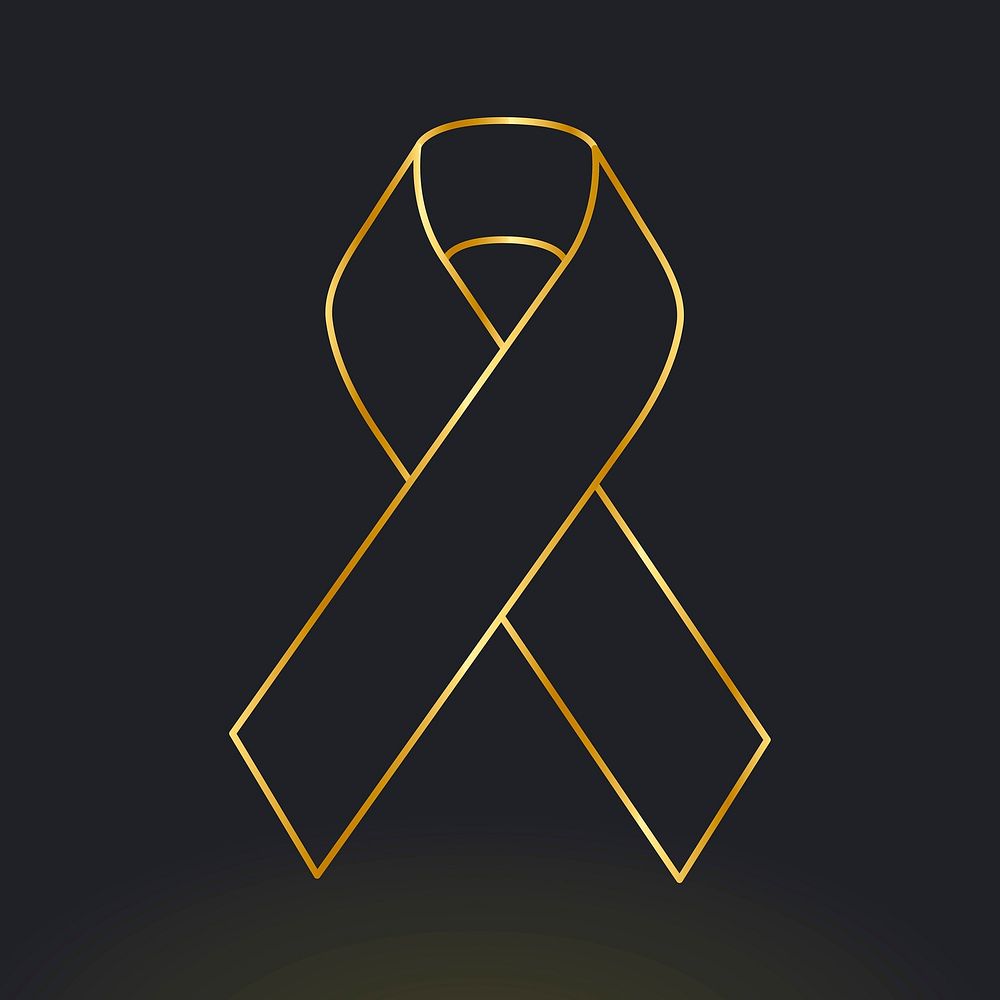 Childhood cancer awareness vector gold ribbon for health support