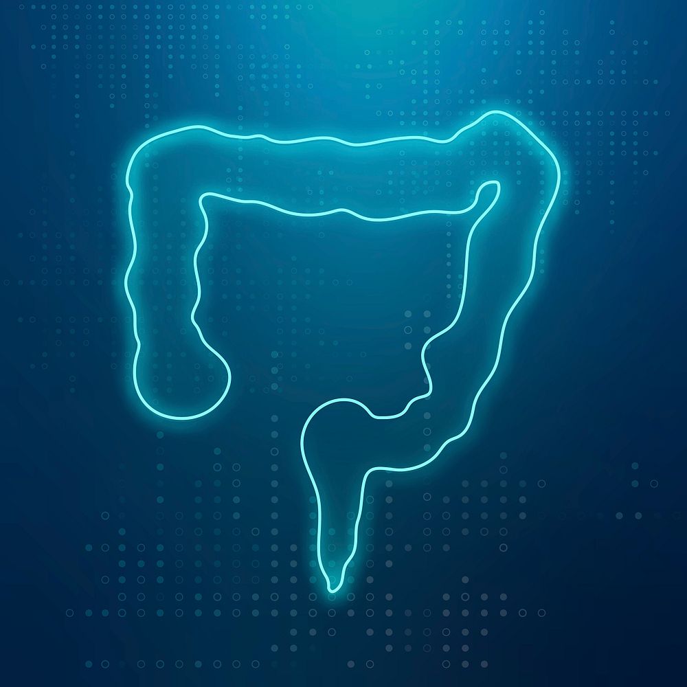 Blue intestine icon for digestive system healthcare