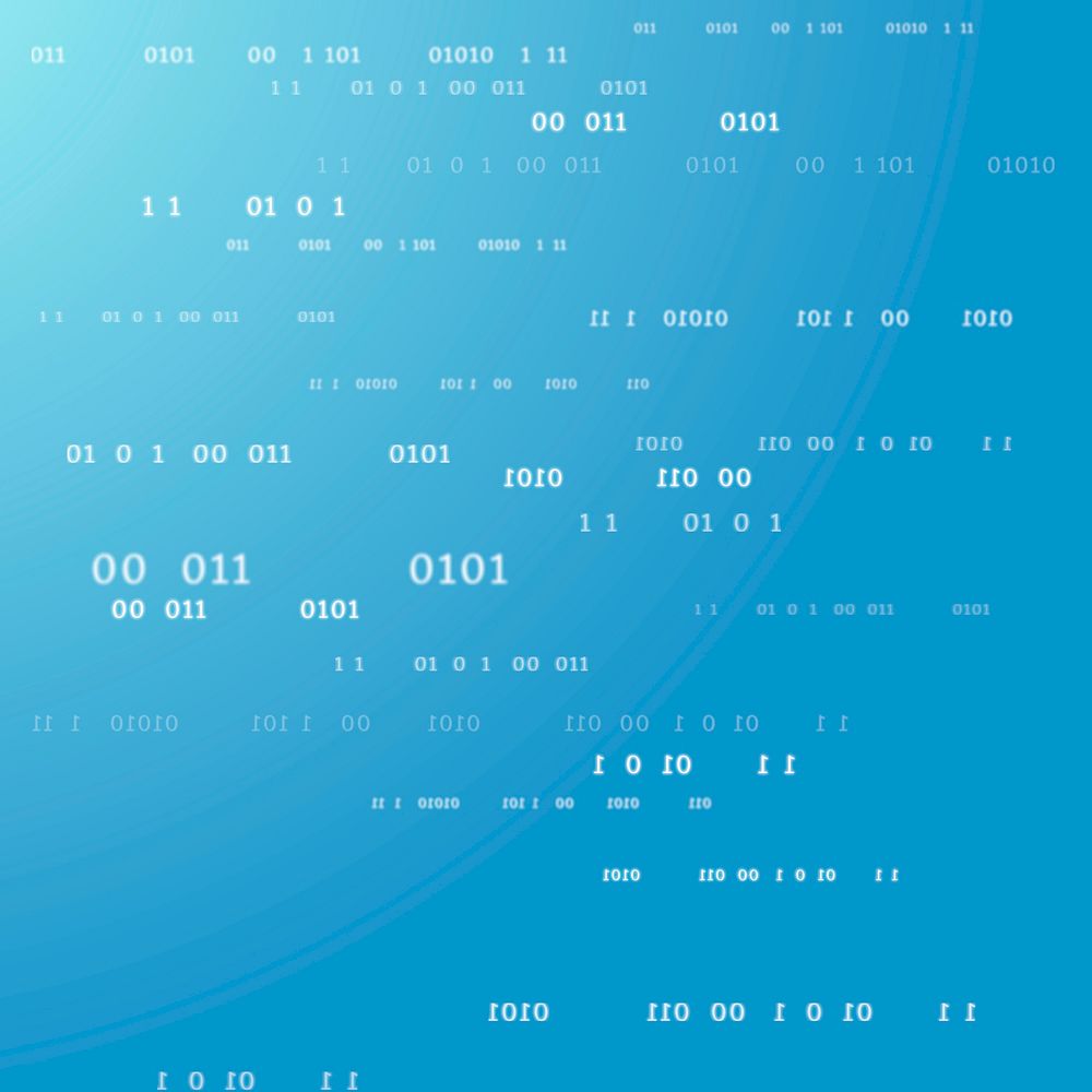 Binary code pattern vector on blue background