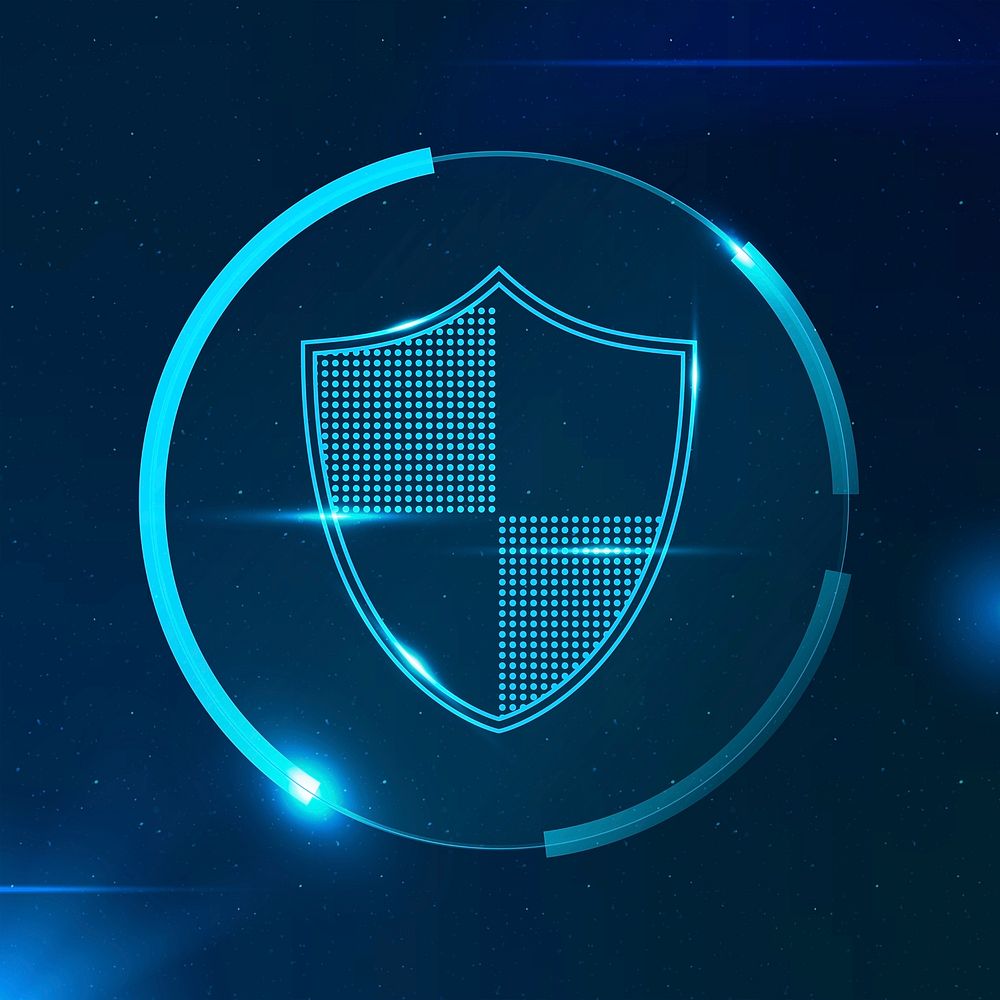 Security shield cyber security technology in blue tone