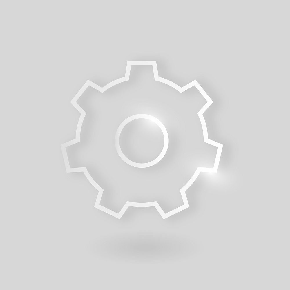 Setting gear vector technology icon in silver on gray background