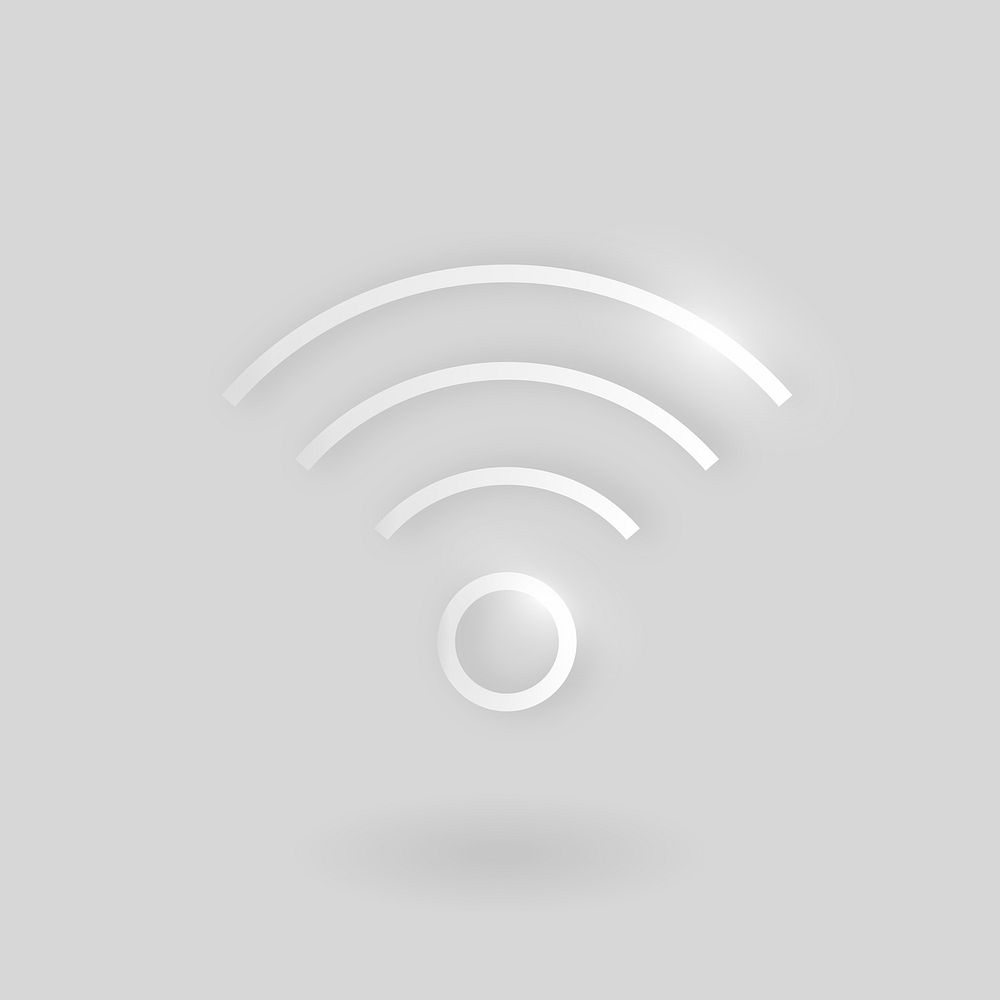 Wifi internet vector technology icon in silver on gray background