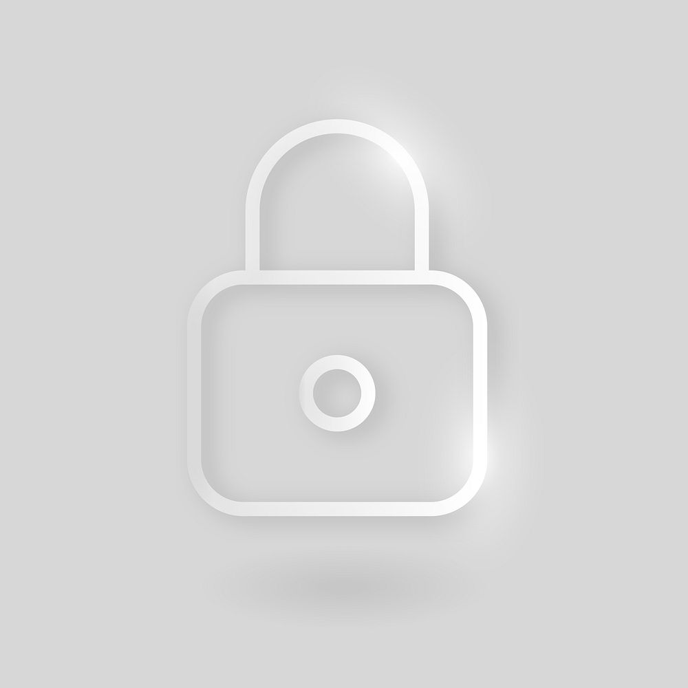 Lock feature vector technology icon in silver on gray background