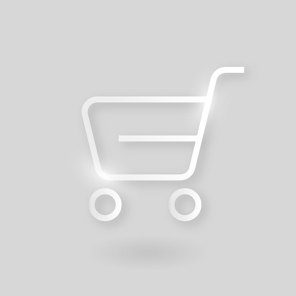 Shopping cart technology icon in silver on gray background