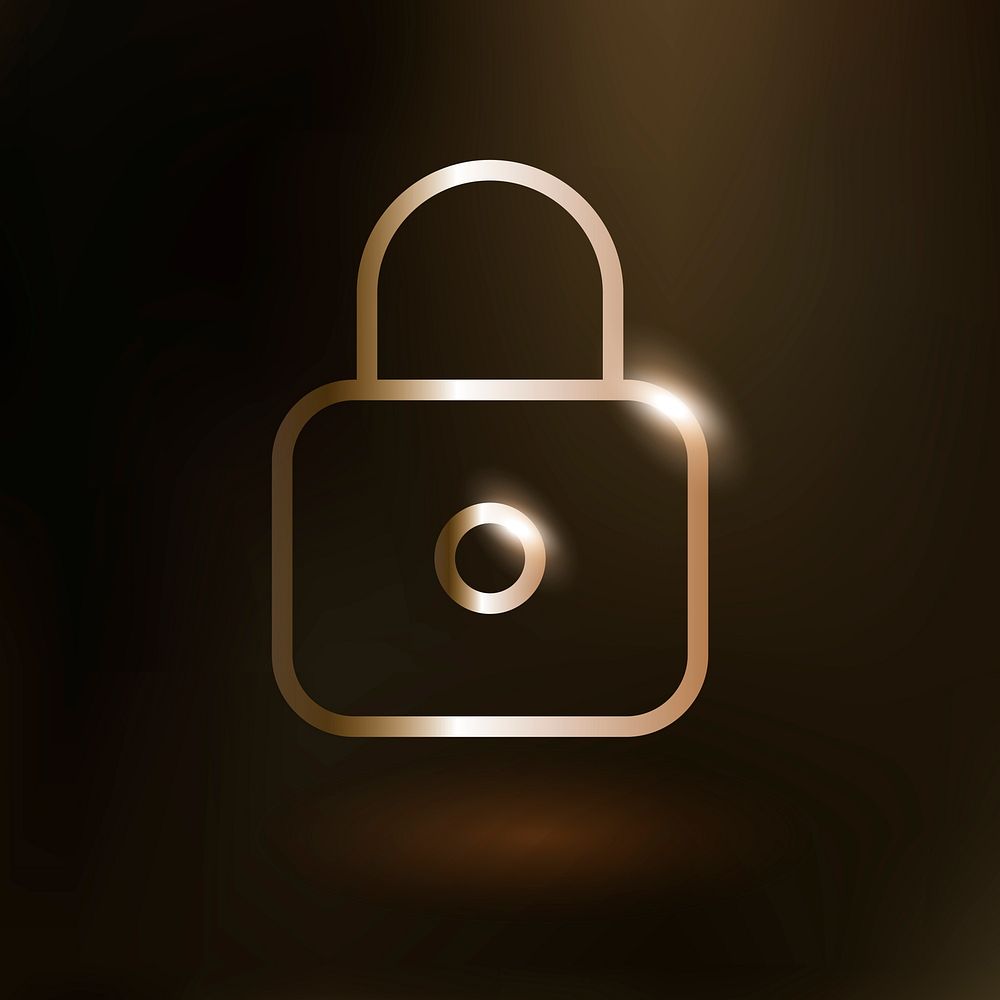 Lock feature technology icon in gold on gradient background