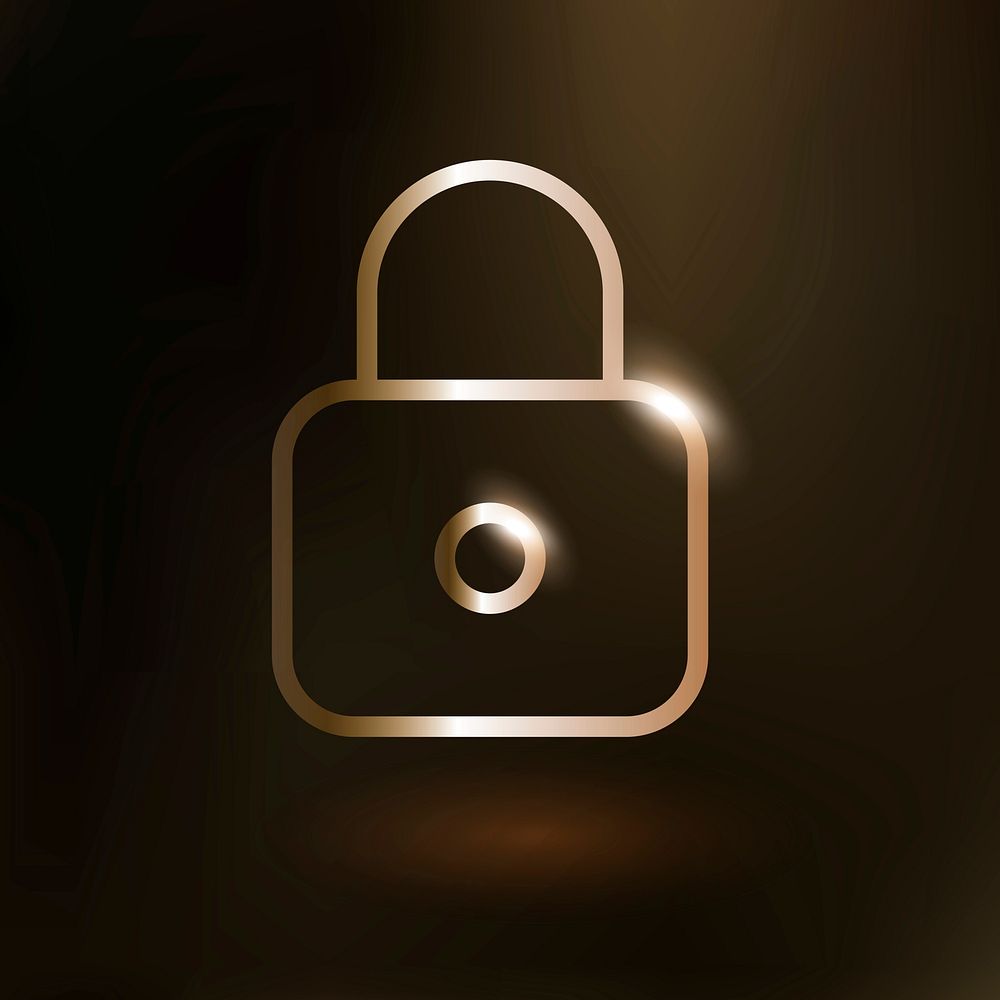 Lock feature vector technology icon in gold on gradient background
