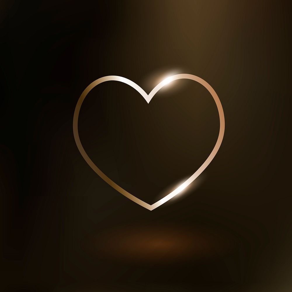 Heart technology icon in gold on gradient background