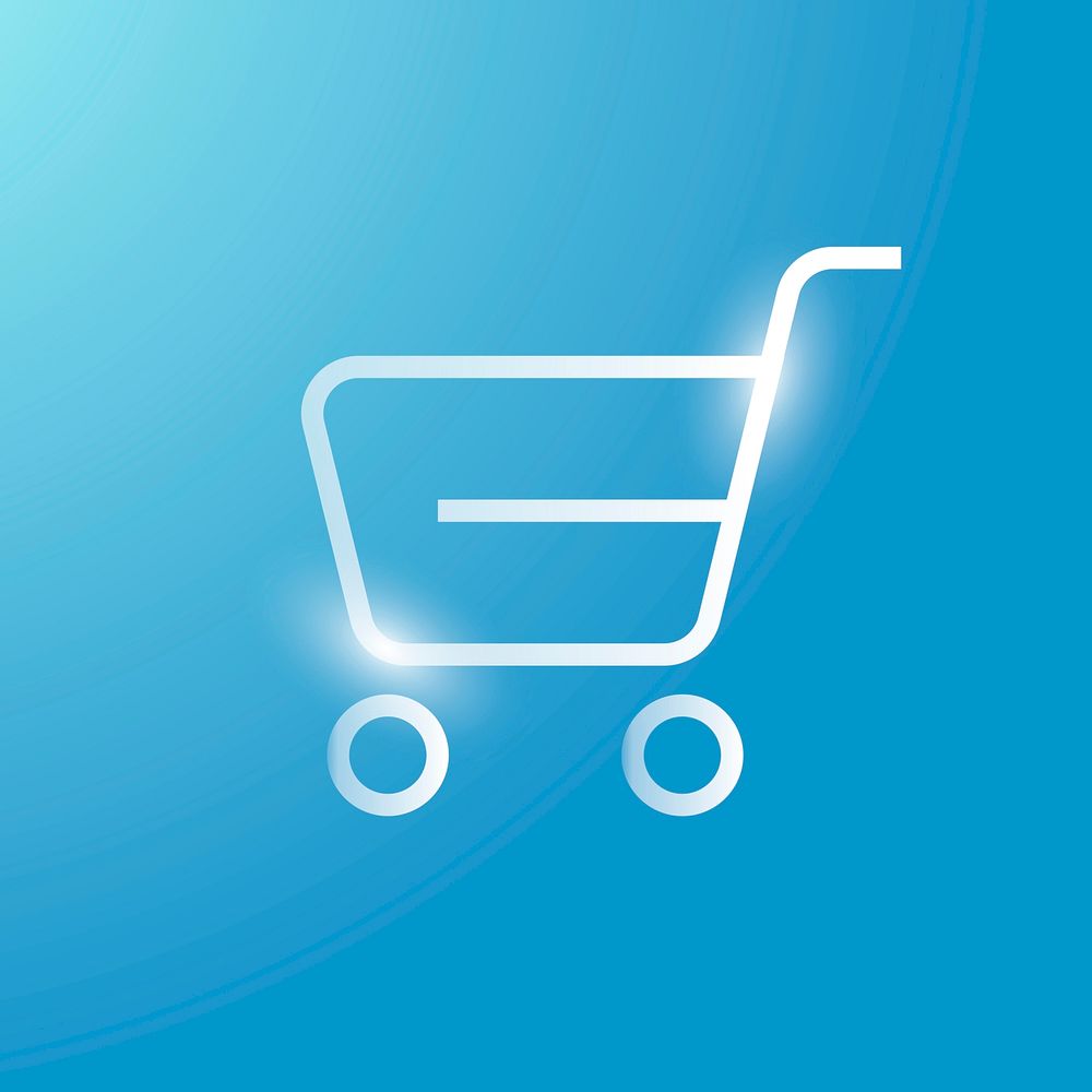 Shopping cart vector technology icon in silver on gradient background