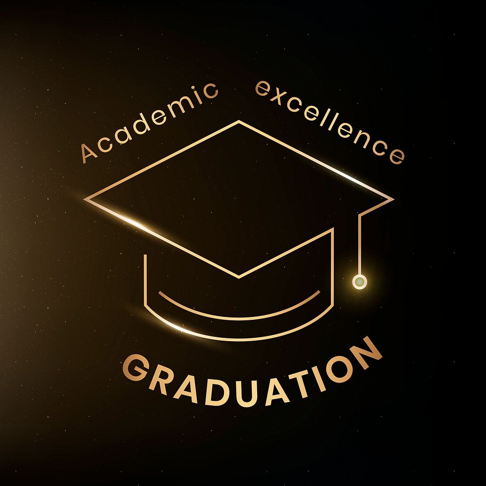Academic excellence logo education technology with graduation cap graphic