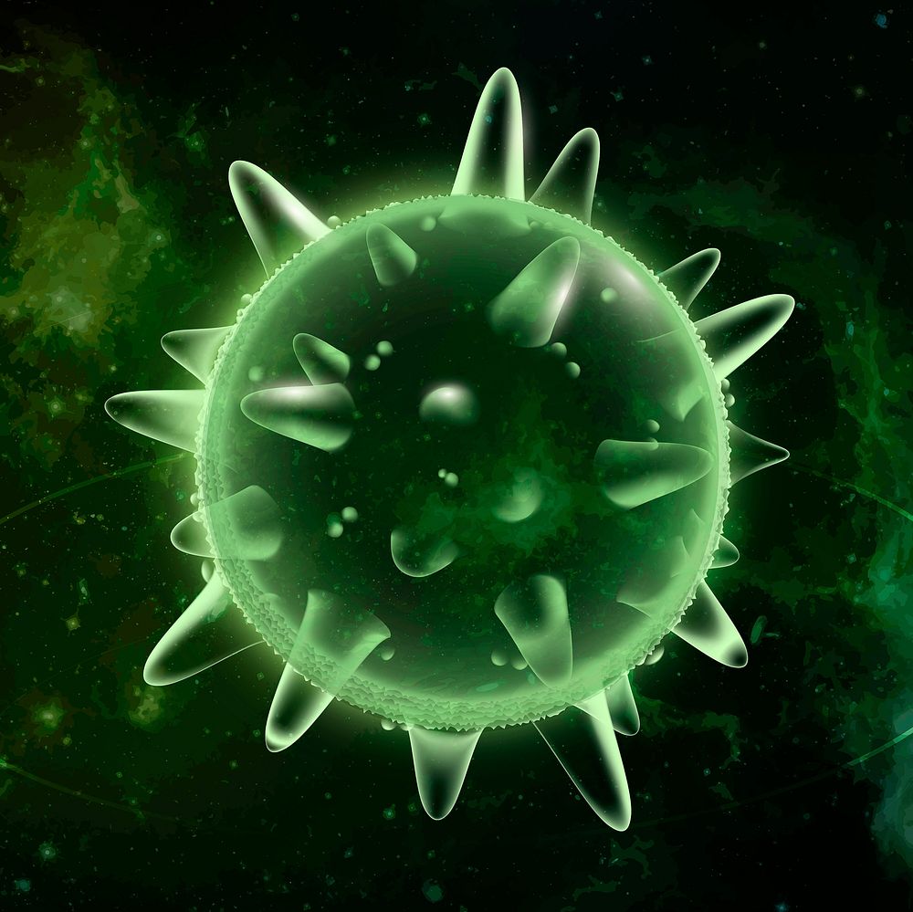 Covid-19 virus cell biotechnology green neon graphic