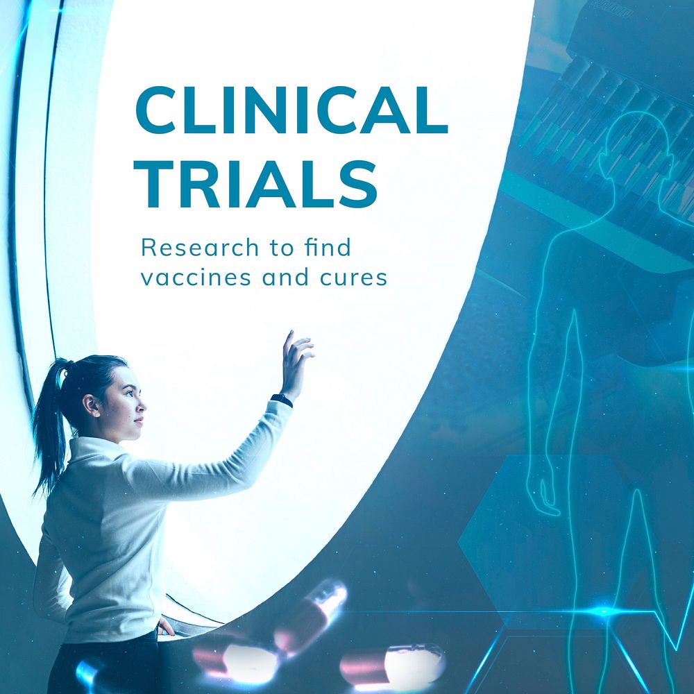 Clinical trials science template vector smart technology social media post/