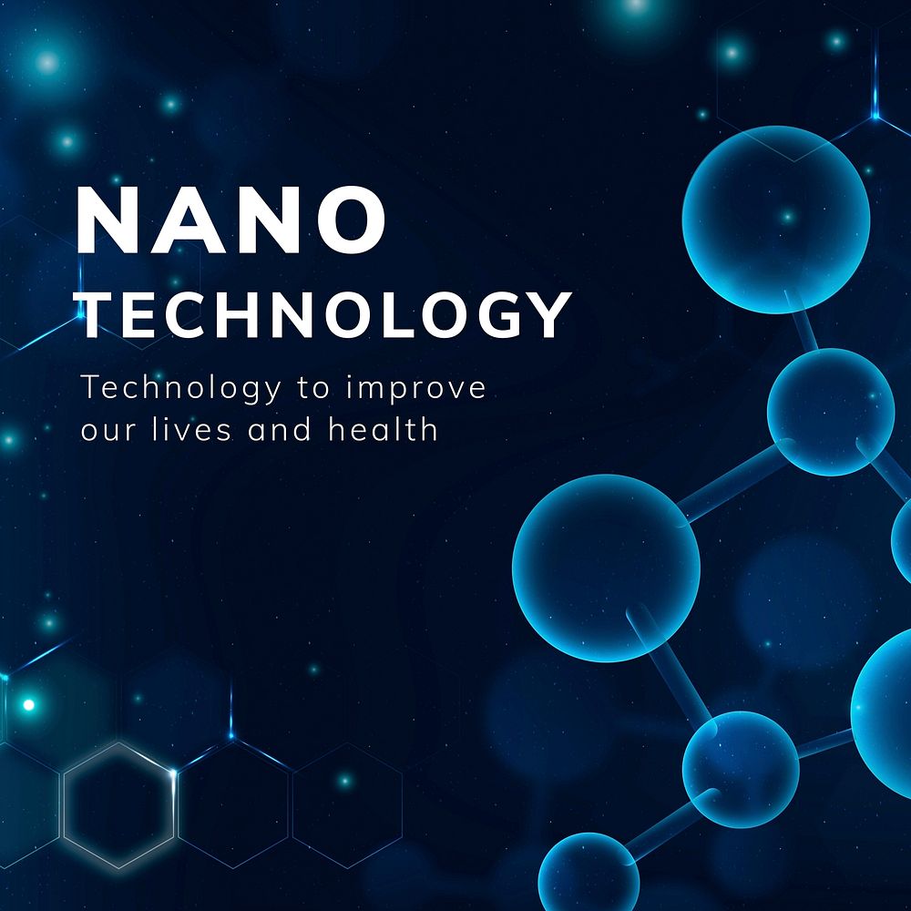 Nanotechnology molecular structure template vector medical science social media story