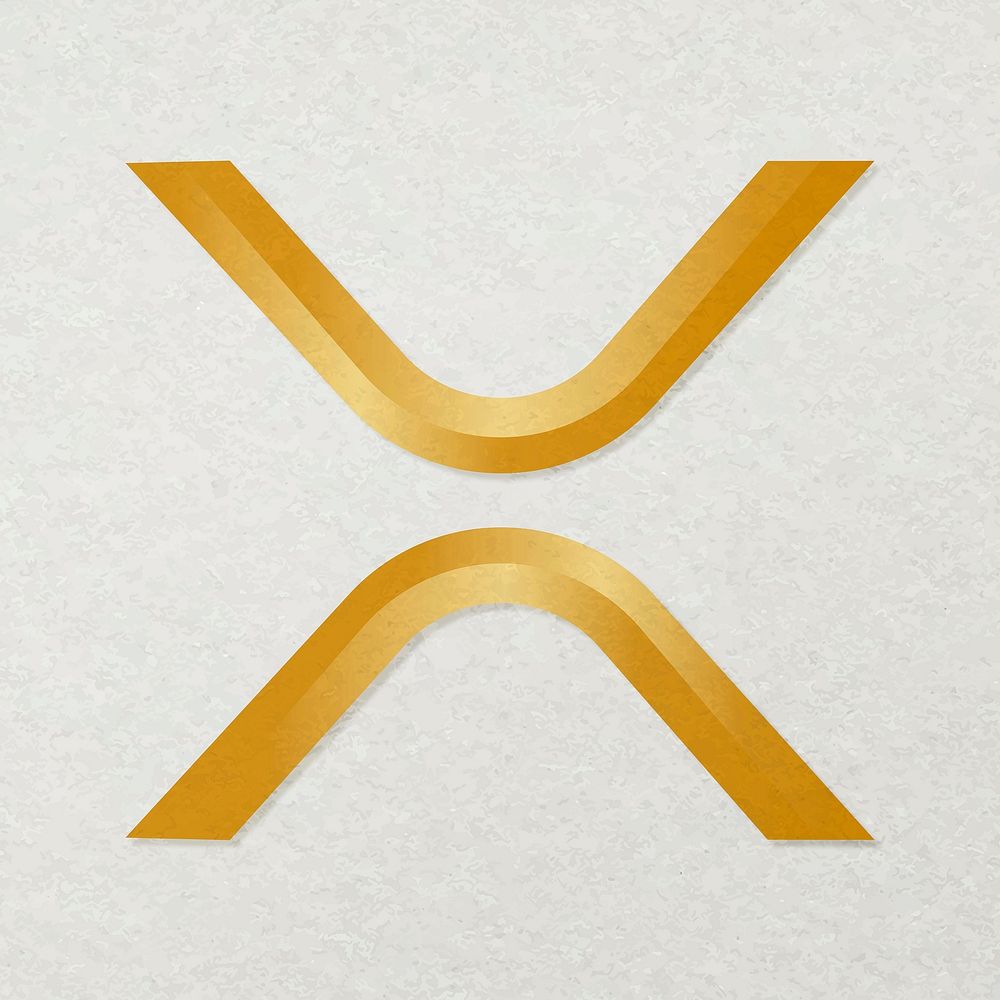 XRP blockchain cryptocurrency icon vector in gold open-source finance concept