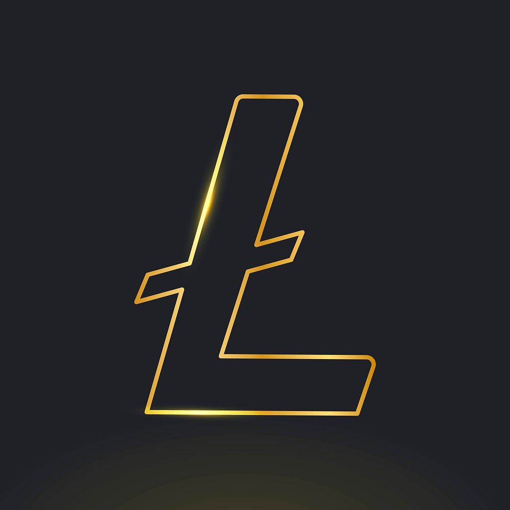 Litecoin blockchain cryptocurrency icon vector in gold open-source finance concept