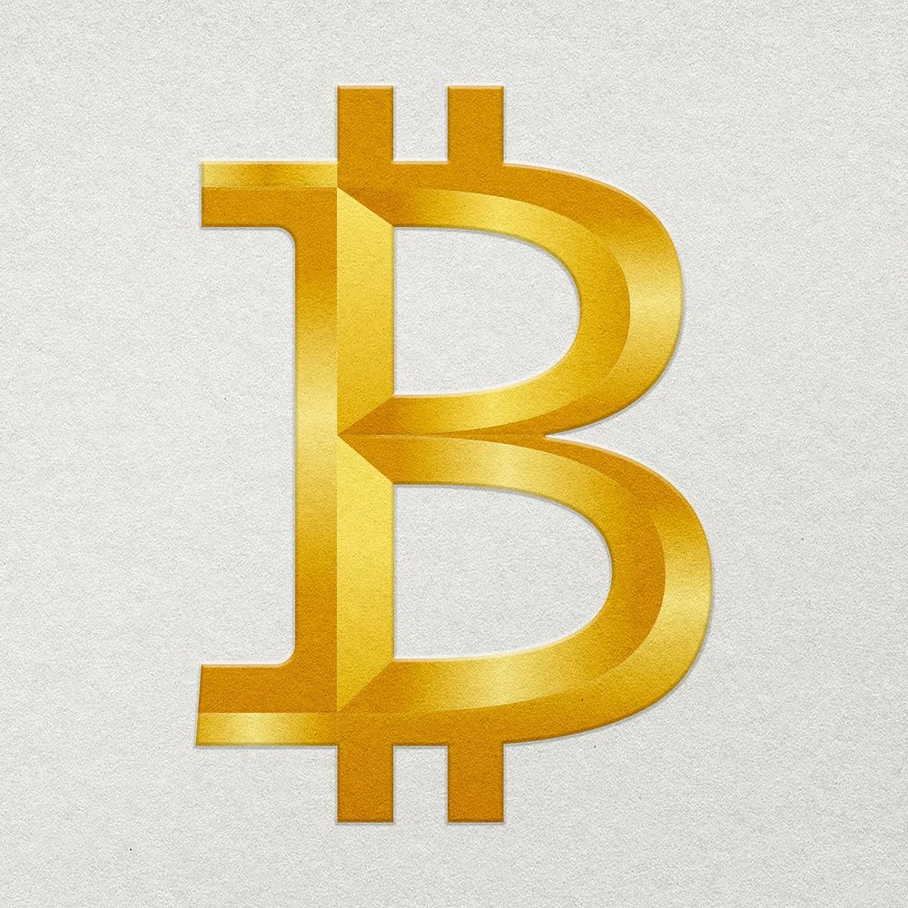 Bitcoin blockchain cryptocurrency icon in gold open-source finance concept