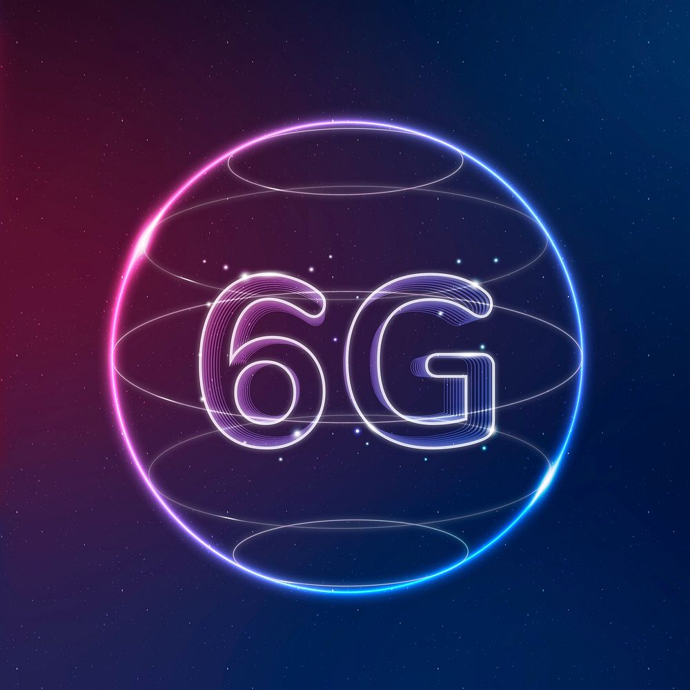 6g global connection technology neon in globe digital icon