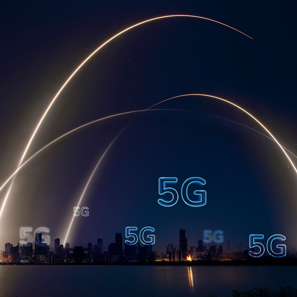 5G network smart city background technology digital remix