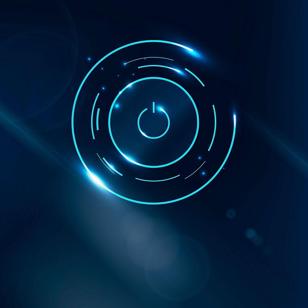 Power button technology background in blue tone