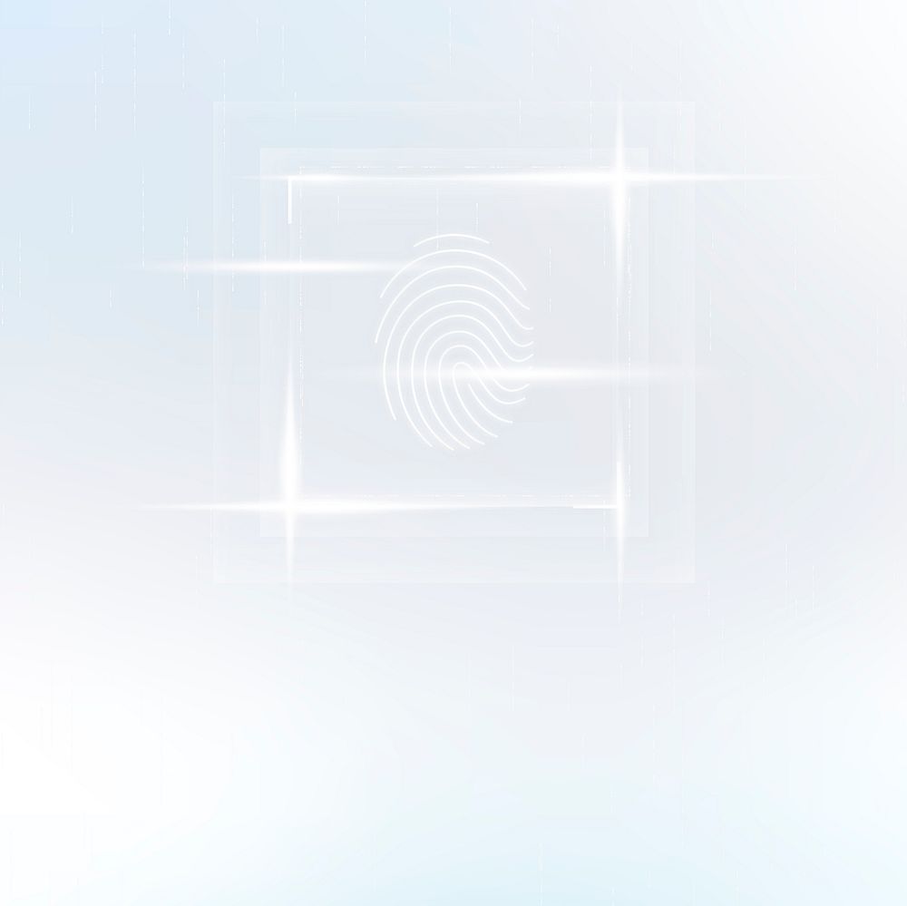 Fingerprint scanner background cyber security technology in white tone