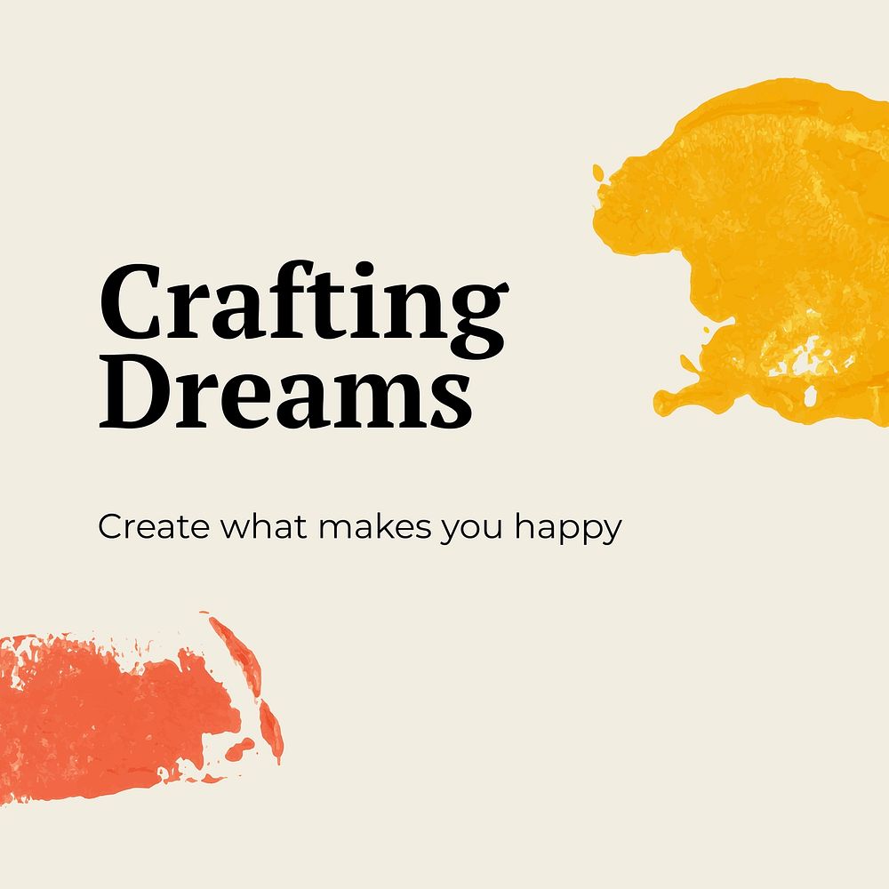 Crafting dream banner template vector in paint stamp theme