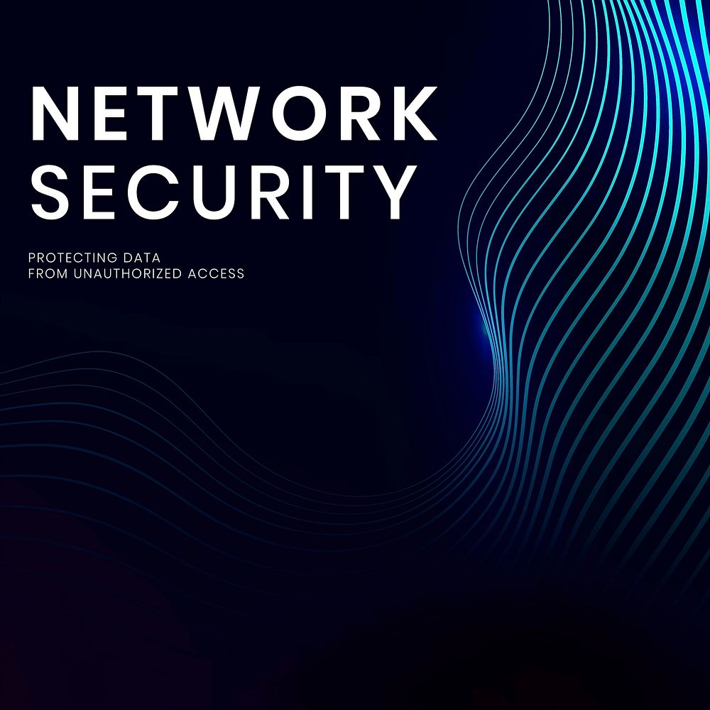 Network security technology template vector with digital background