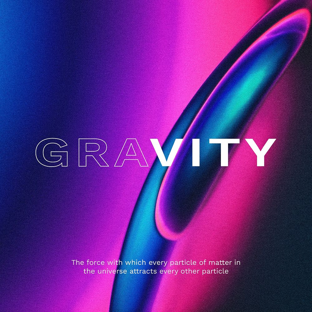Gravity word with aesthetic sunset projector lamp for social media post