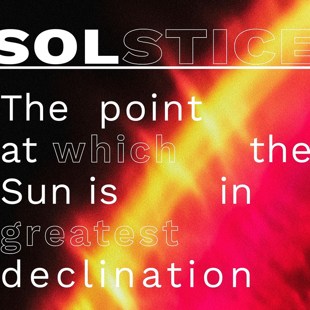Solstice word with gradient sunset projector lamp for social media post
