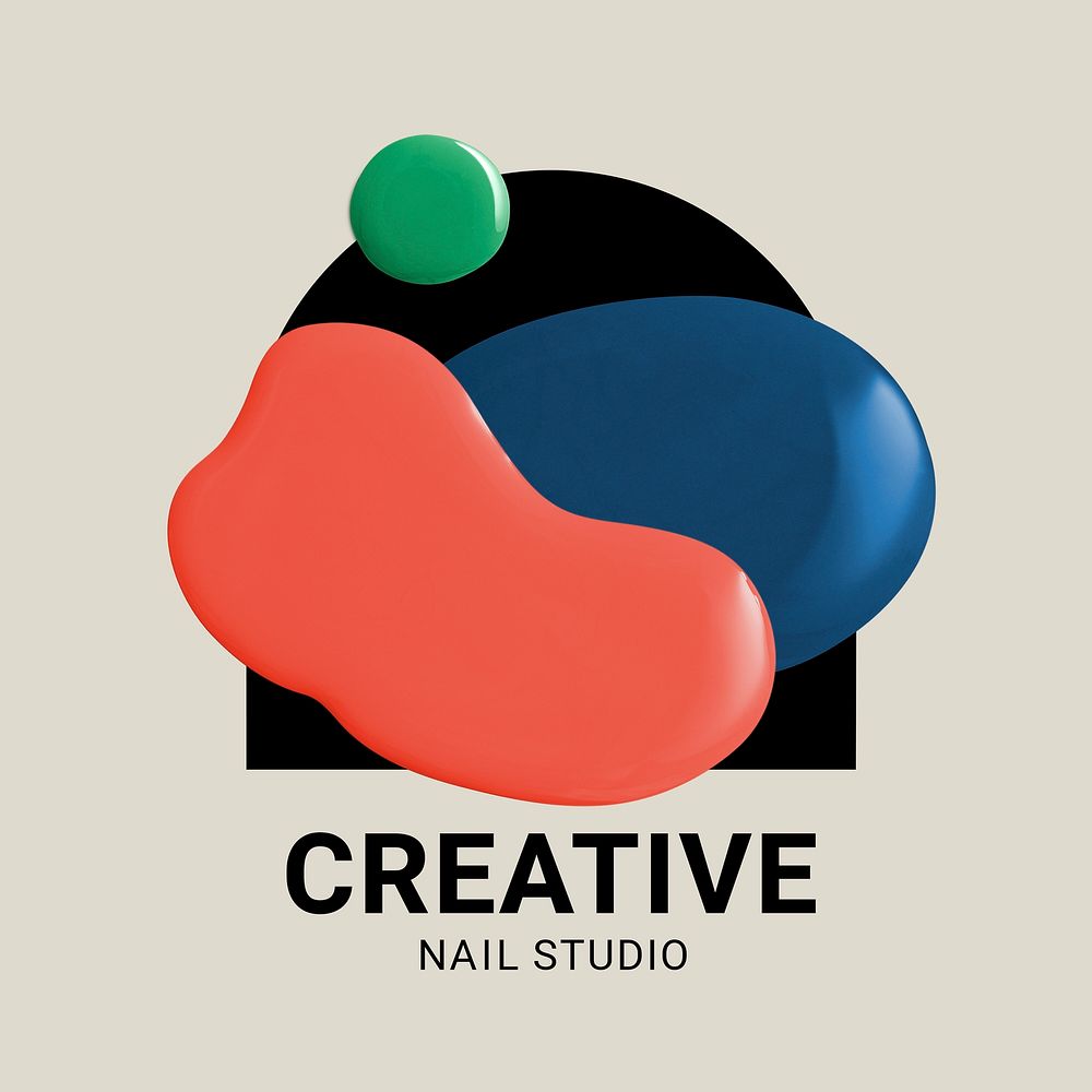 Nail studio business logo creative color paint style
