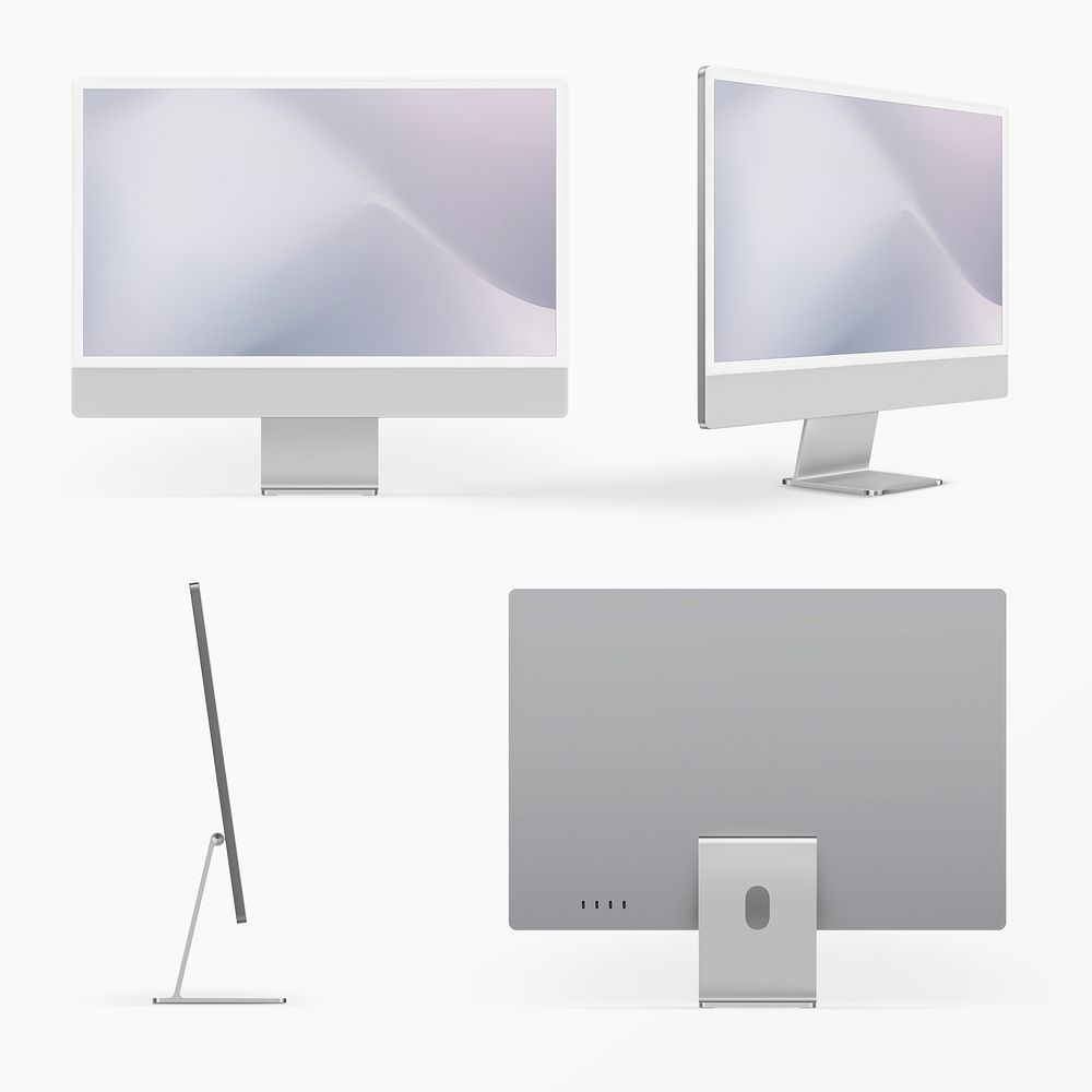 Gray minimal computer desktop digital device with design space set