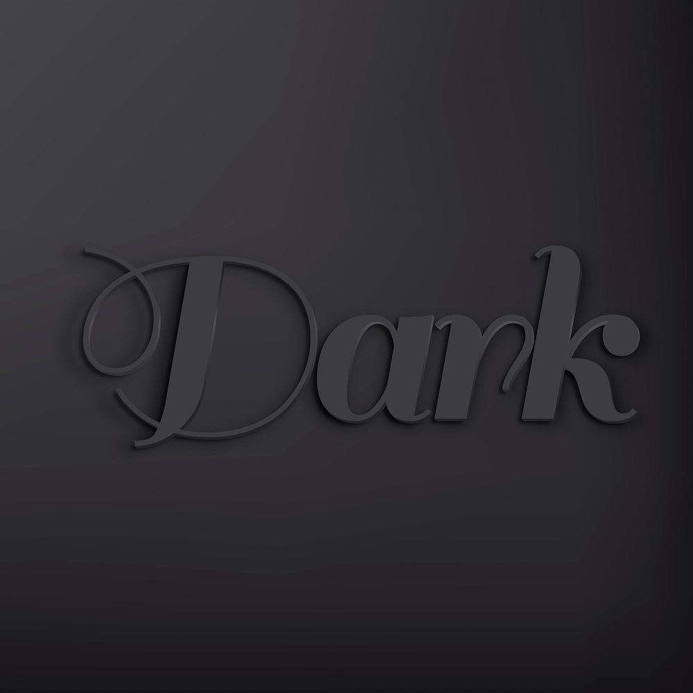 Dark word in black 3D text style