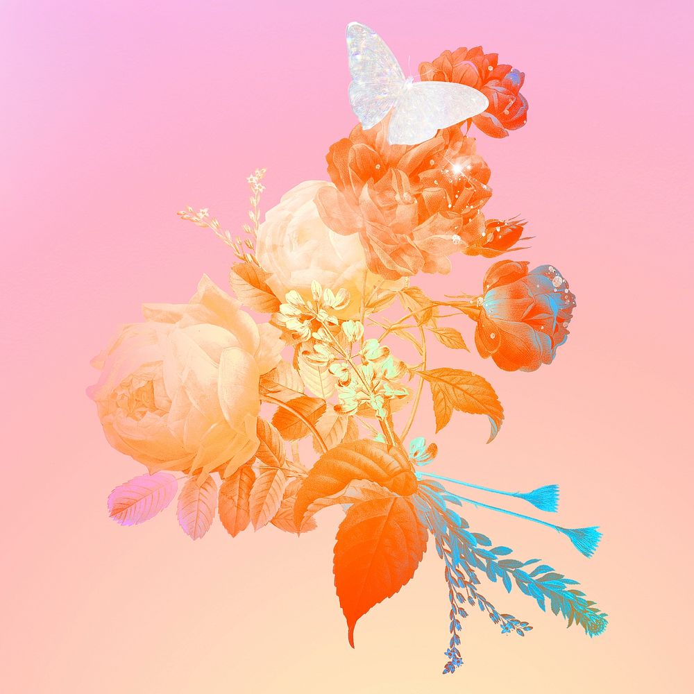 Aesthetic flower color illustration, remixed from vintage public domain images