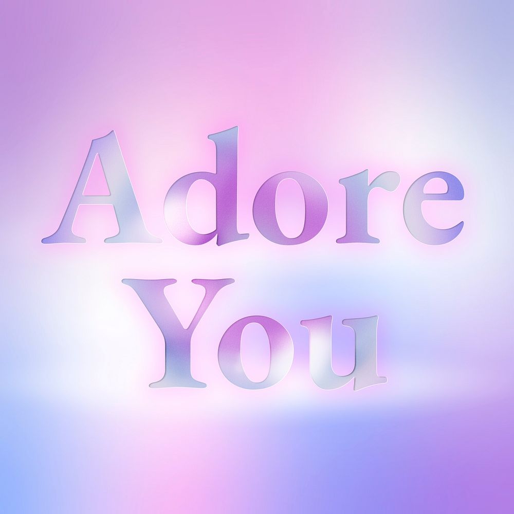 Adore you aesthetic typography in colorful gradient font