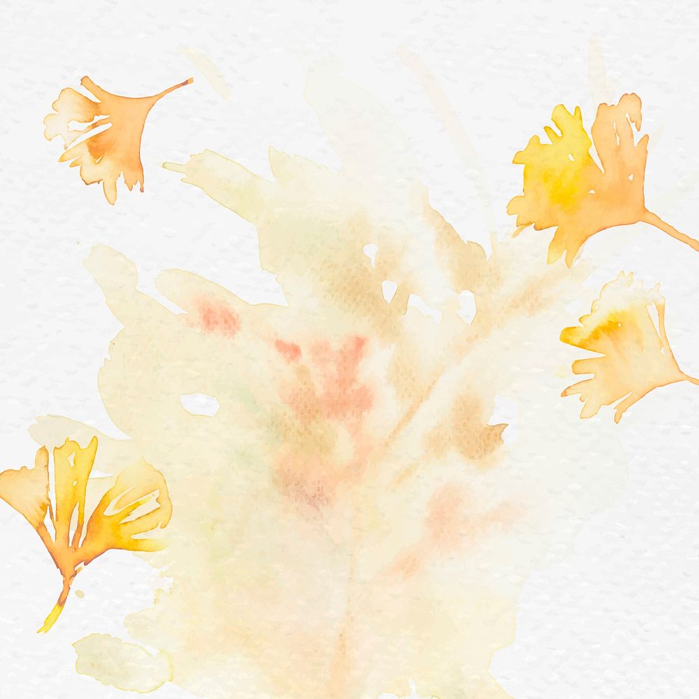 Gingko leaf border background vector in yellow watercolor autumn season
