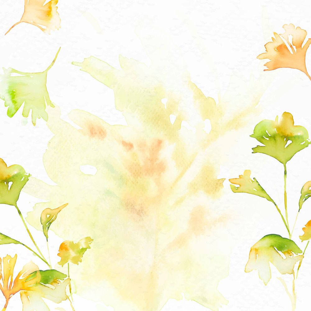Aesthetic leaf watercolor background vector in green autumn season