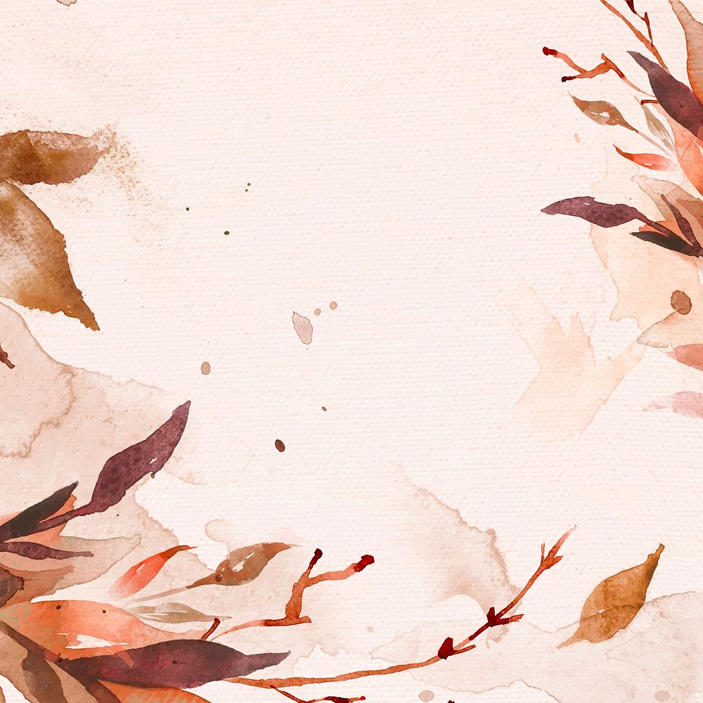 Beautiful leaf watercolor background vector in brown autumn season