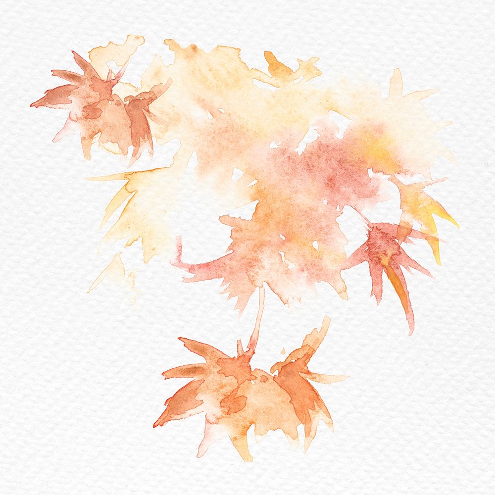 Maple leaf autumn watercolor in orange seasonal graphic