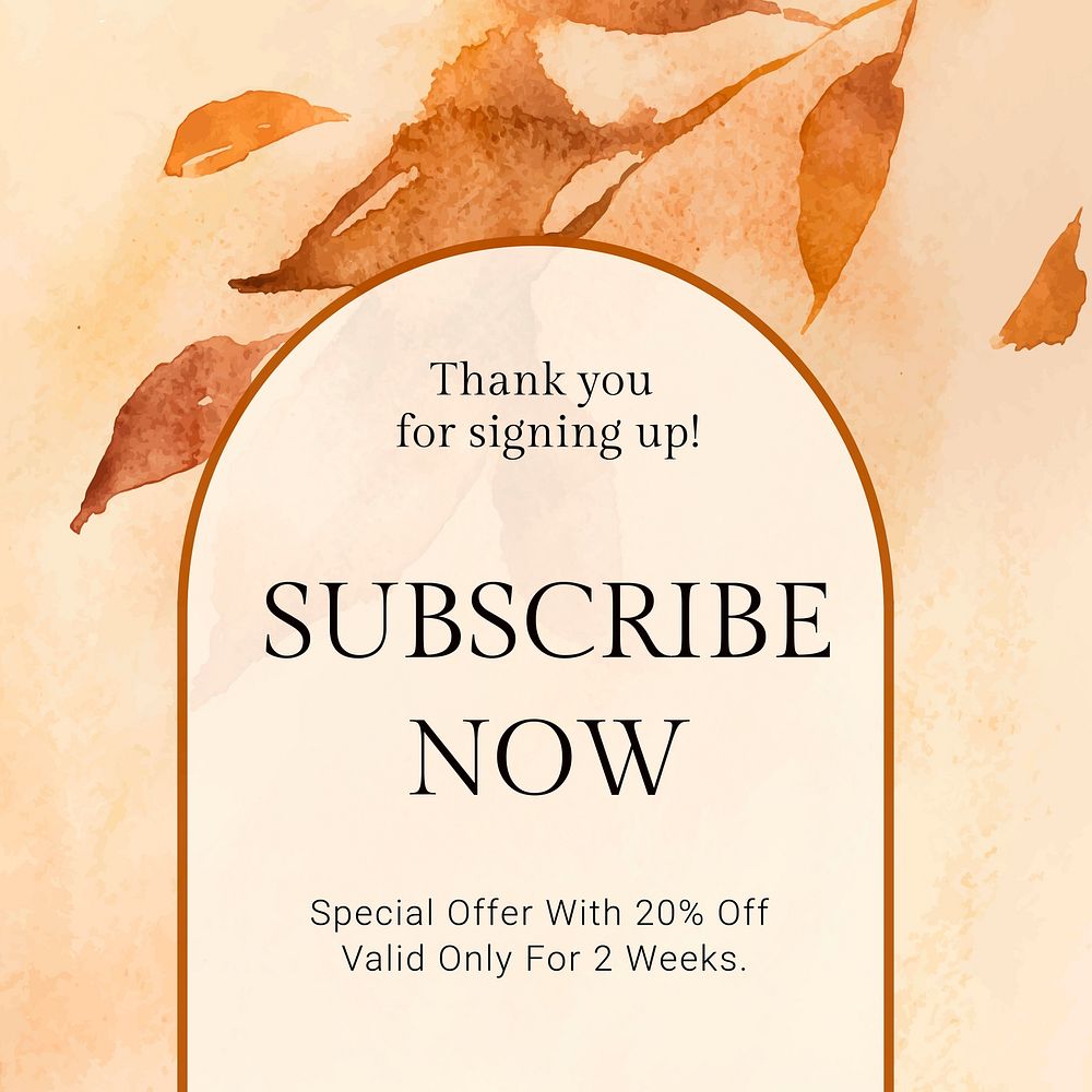 Aesthetic autumn sale template vector with subscribe now text social media ad