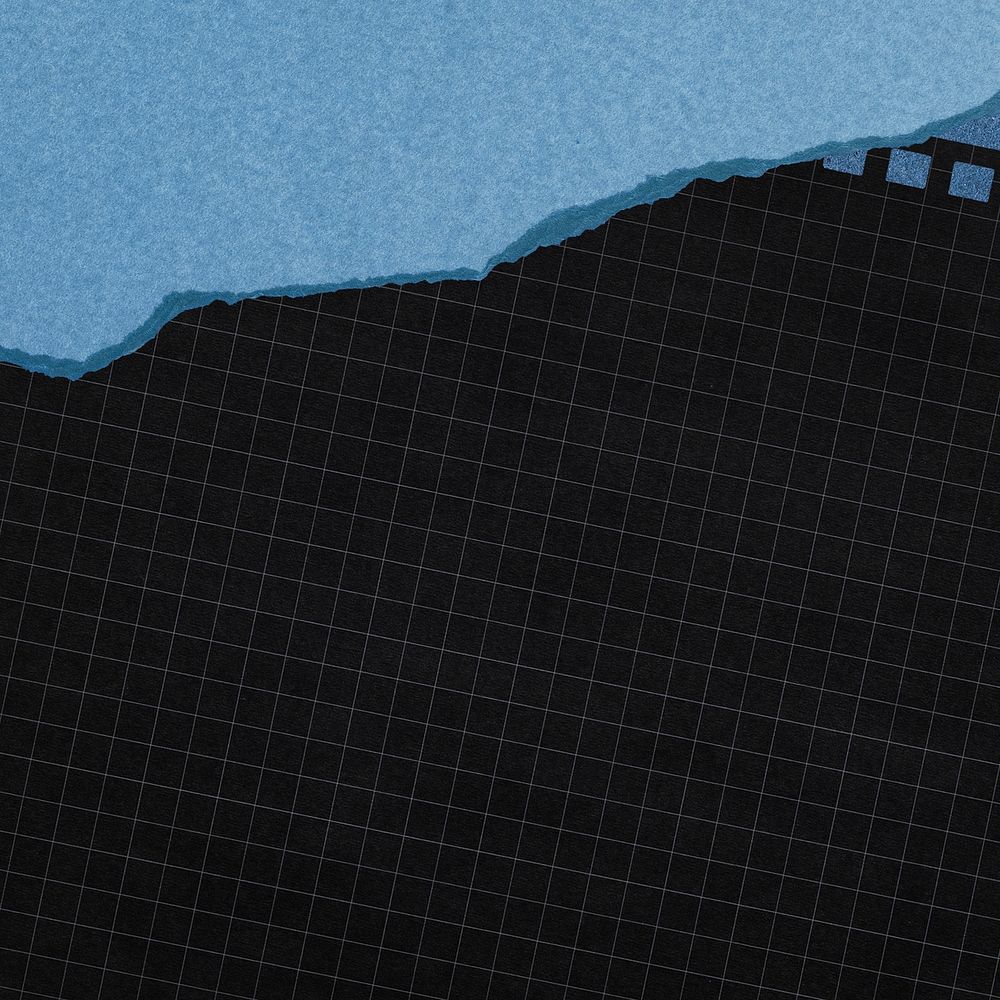 Black grid background, blue border design 