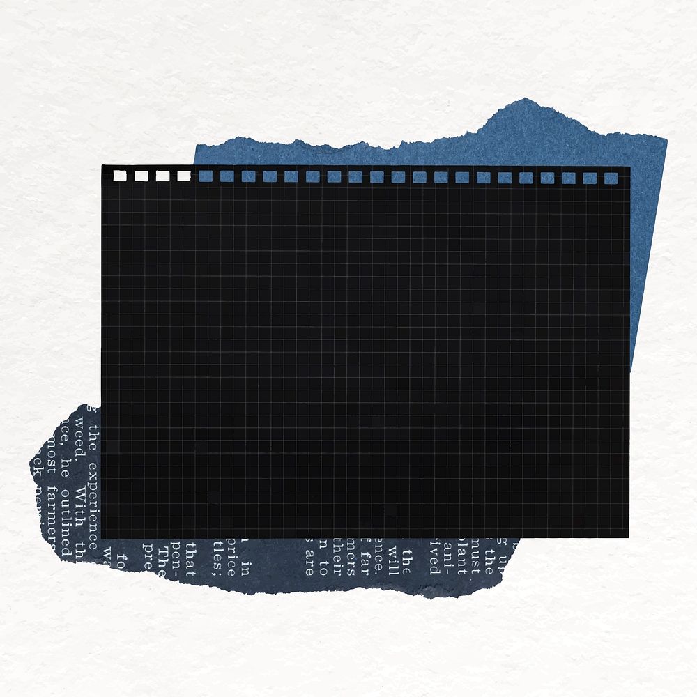 Black grid paper collage element, stationery vector