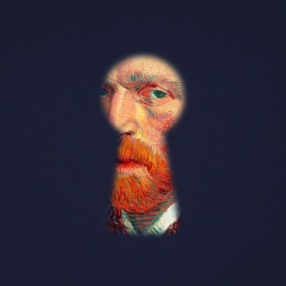 Van Gogh's portrait in Keyhole mixed media, remixed by rawpixel psd