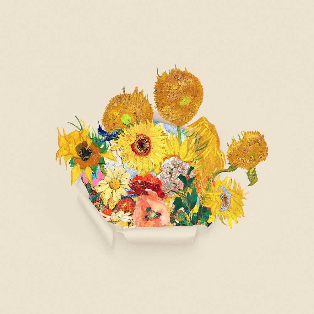 Sunflower background, Van Gogh's artwork remixed by rawpixel psd