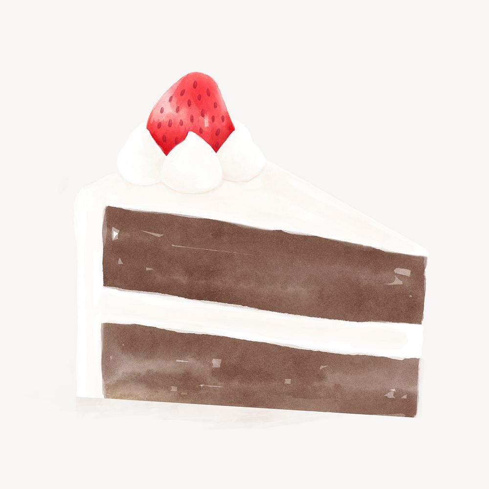 Cake slice clipart, watercolor design psd