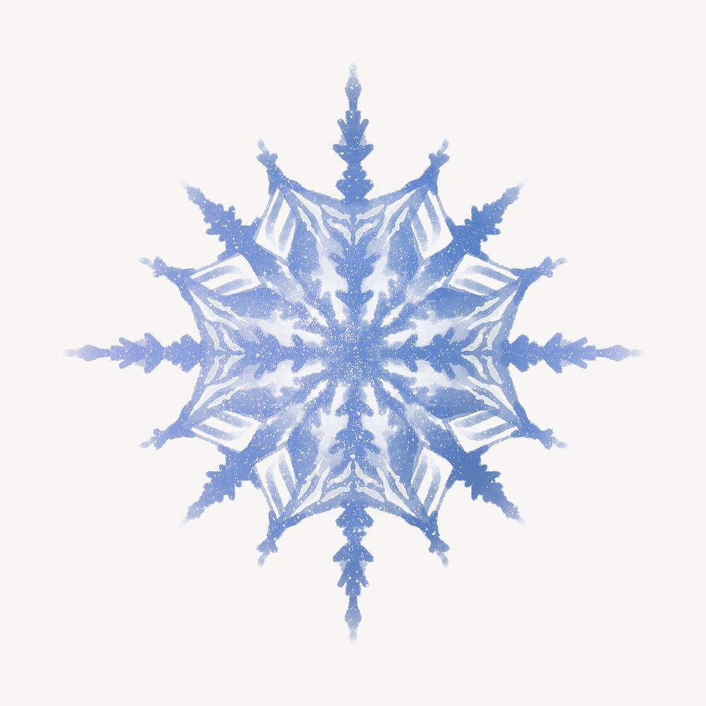 Aesthetic snowflake clipart, watercolor design